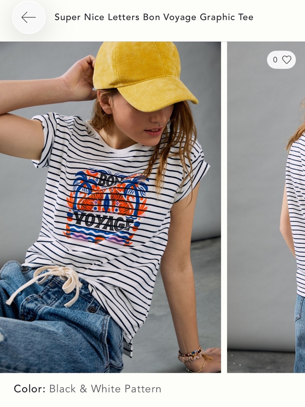 NWT Anthropologie Super Nice Striped 'Bon Voyage' Graphic Tee Women’s XS/S